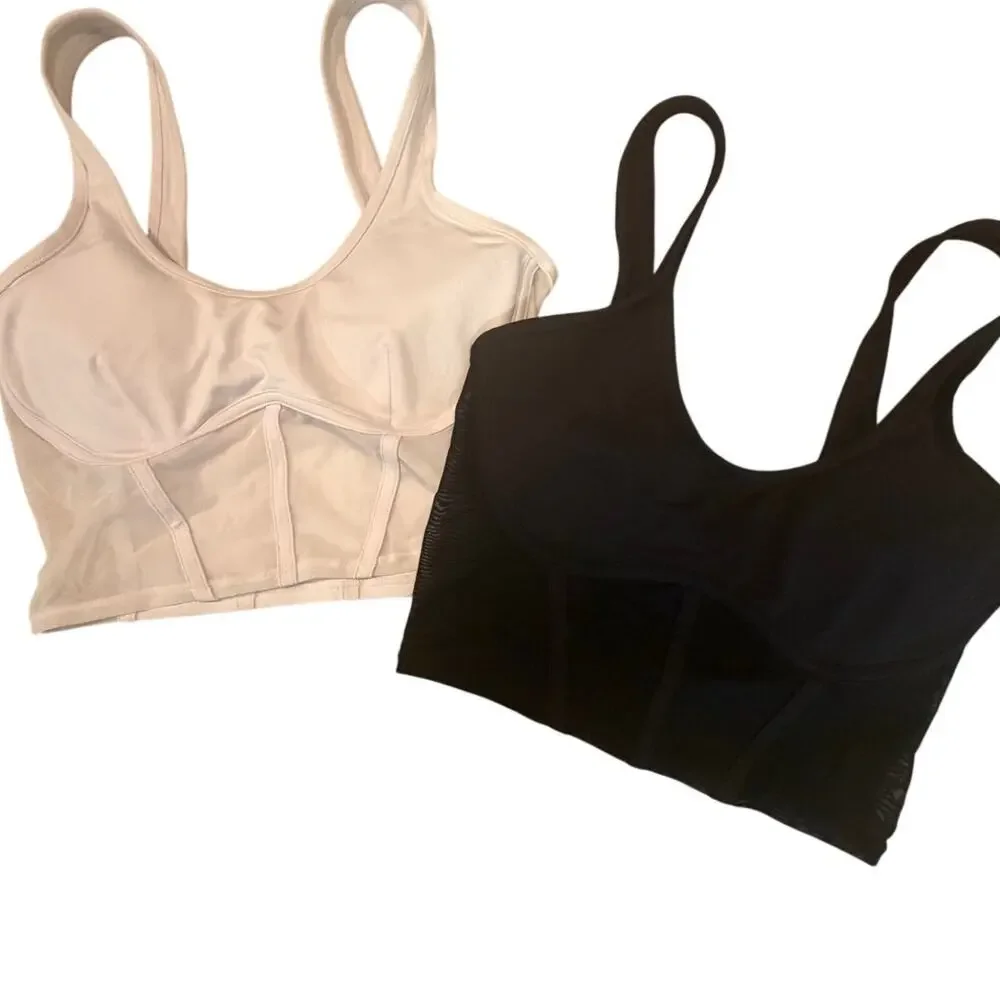 Alo Yoga Airbrush Mesh Tank/Bra White and Black Size small